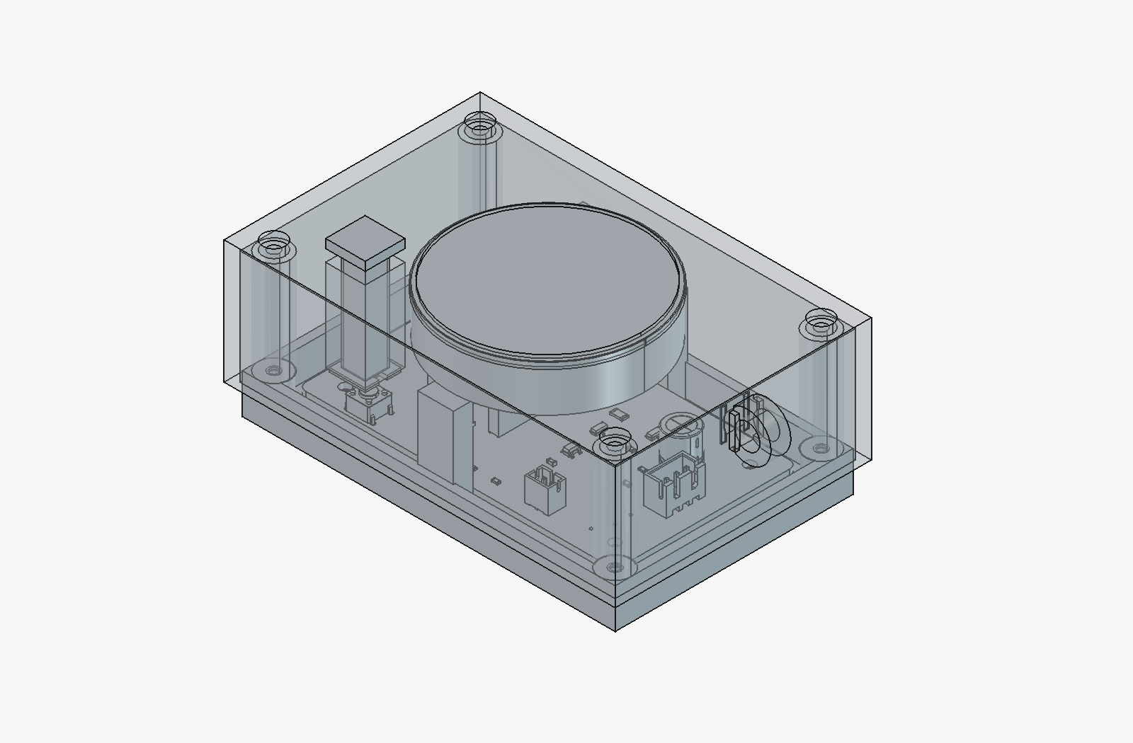 Render of the enclosure with board and diffuser cap