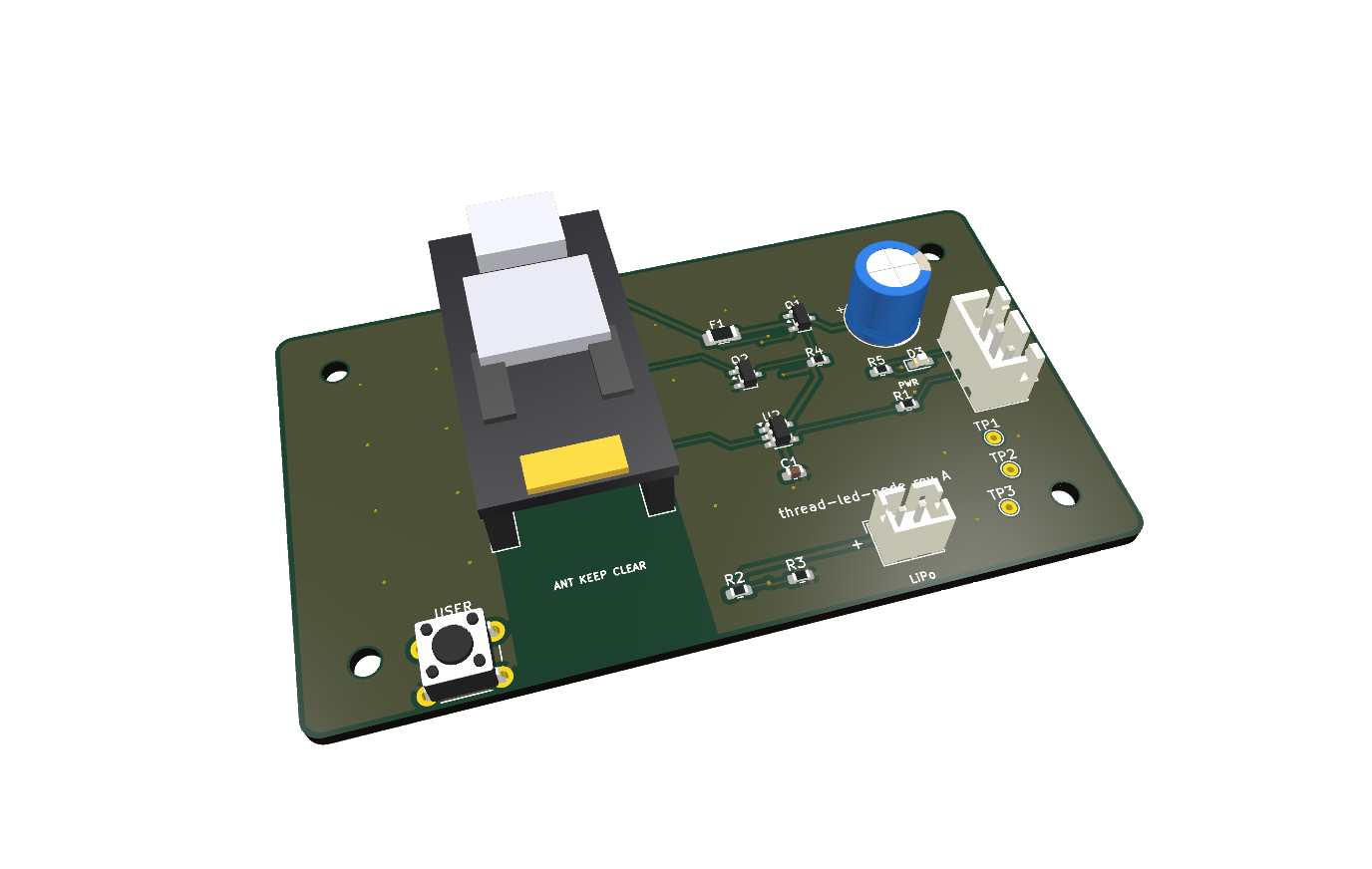 3D render of the carrier board