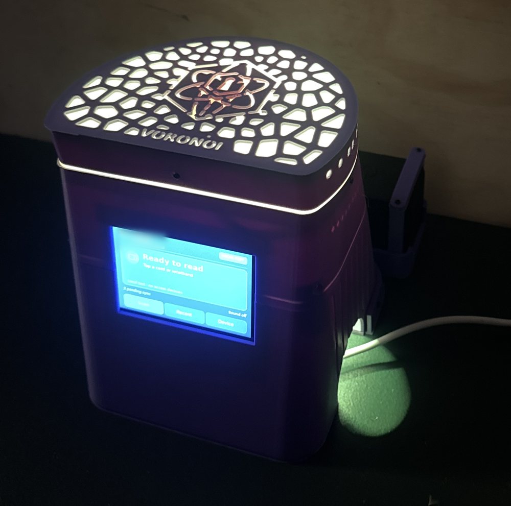The check-in kiosk with the lights off